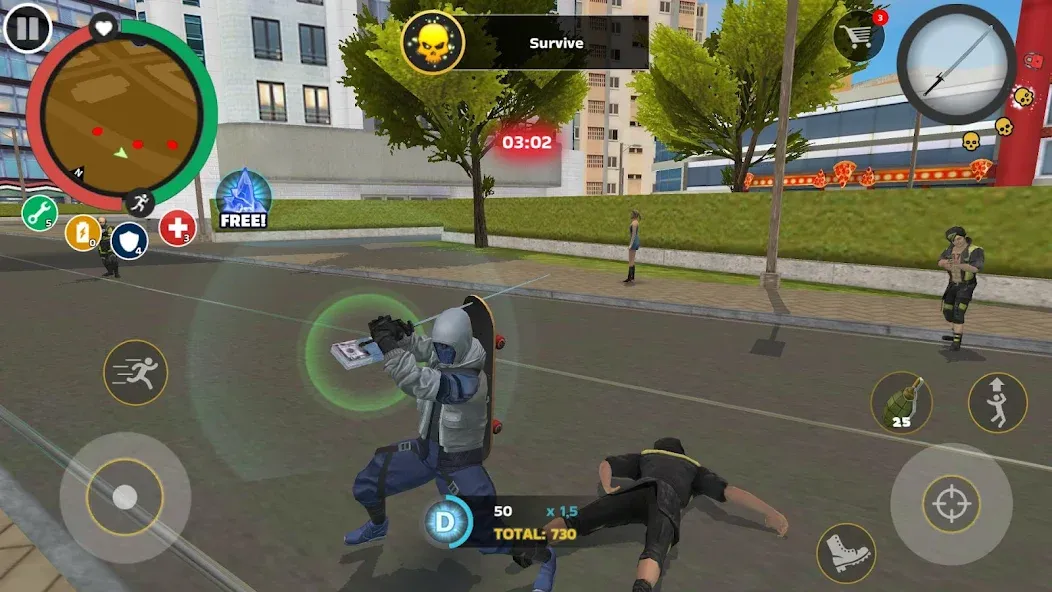 Скачать взлом Rope Hero: Mafia City Wars на Андроид — Безлимитные деньги и оружие — скриншот 1