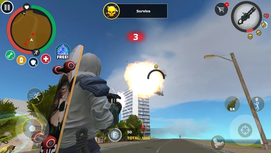 Скачать взлом Rope Hero: Mafia City Wars на Андроид — Безлимитные деньги и оружие — скриншот 2