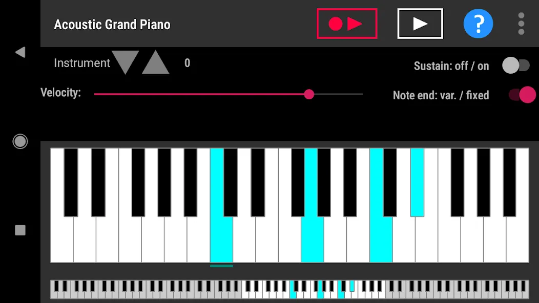 Скачать Simple piano with recorder — Модификация Открыты все инструменты и ноты — скриншот 1