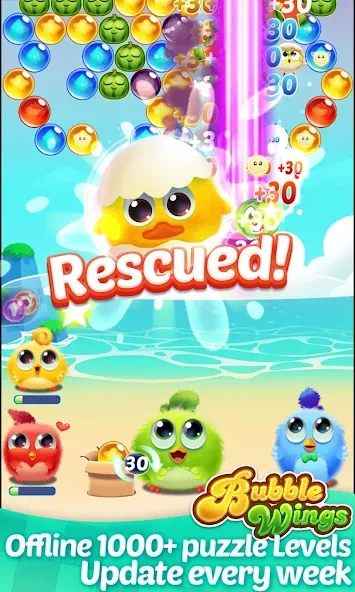Bubble Wings: bubble shooter MOD — Безлимитные жизни и монеты на Андроид — скриншот 1 Bubble Wings: bubble shooter MOD — Безлимитные жизни и монеты на Андроид — скриншот 1