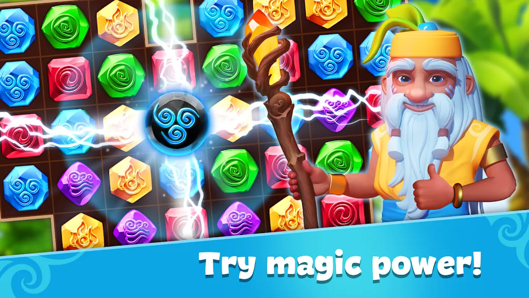 Скачать Gemmy Lands: Match 3 Games (Мод: Безлимитные монеты и жизни) на Андроид — скриншот 1