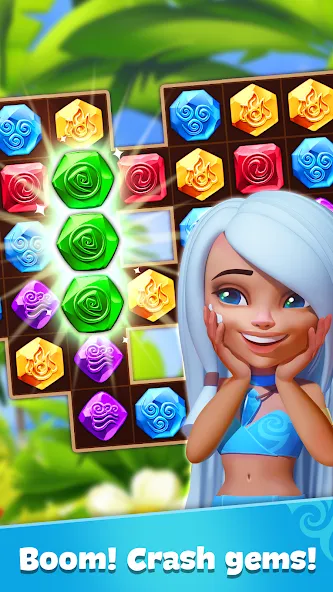 Скачать Gemmy Lands: Match 3 Games (Мод: Безлимитные монеты и жизни) на Андроид — скриншот 3