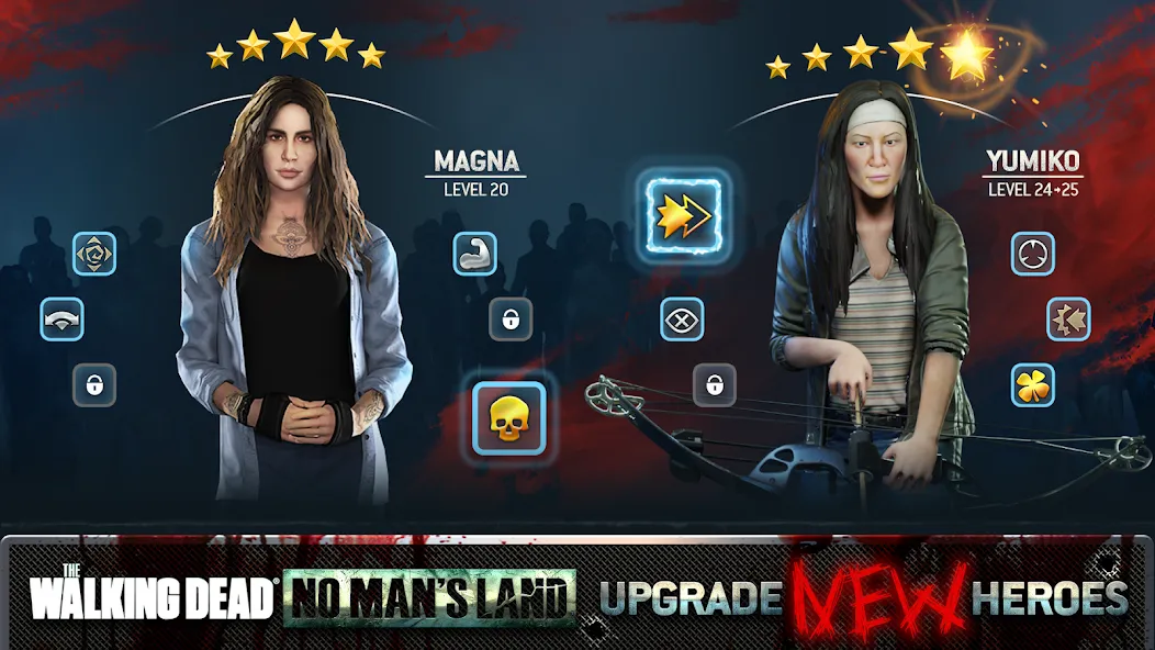 Взломанная The Walking Dead No Man's Land на Андроид — Безлимитные ресурсы и мощные персонажи — скриншот 2