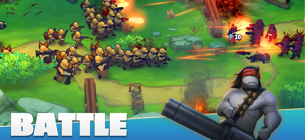 Скачать GUNS UP! Mobile War Strategy — Модификация Безлимитные ресурсы и мощная армия — скриншот 1