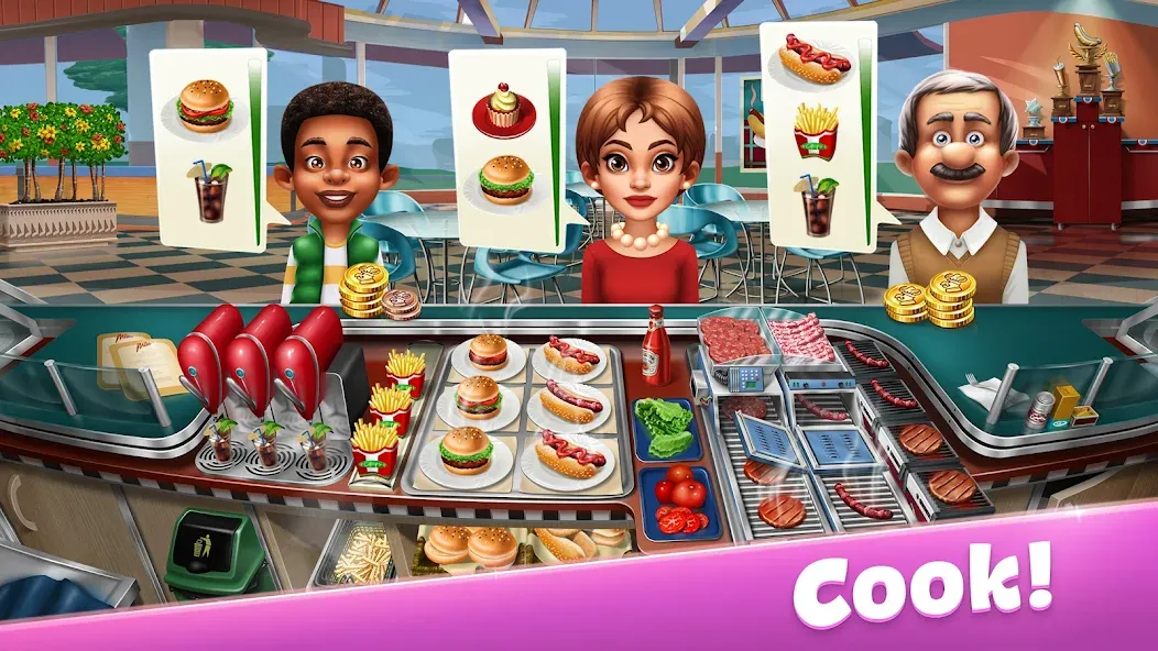 Скачать Cooking Fever: Restaurant Game на Андроид — Безлимитные монеты и все рестораны открыты — скриншот 1