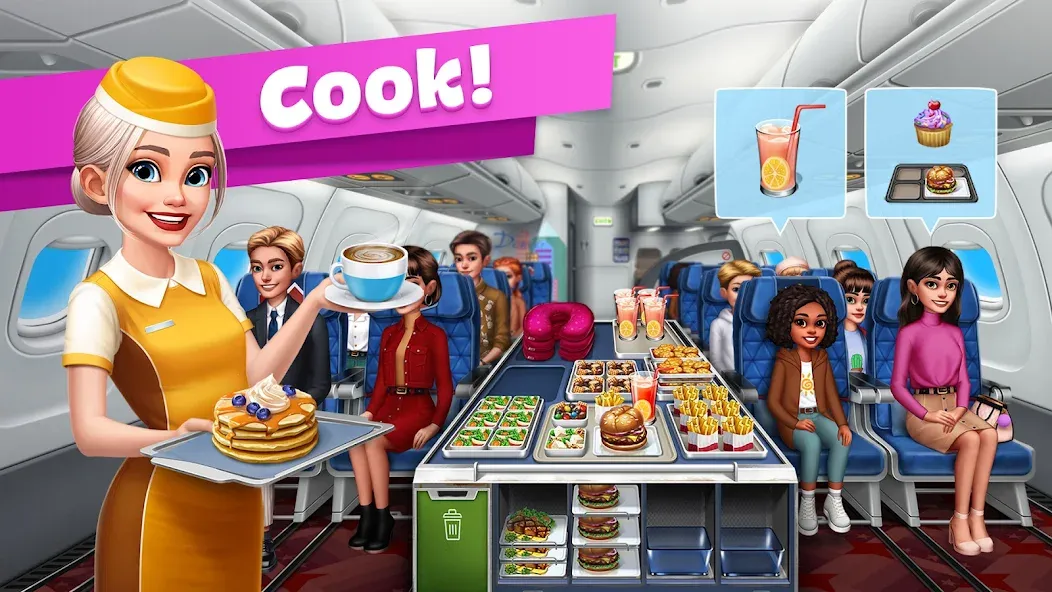 Скачать Airplane Chefs - Cooking Game (Мод: Безлимитные деньги и энергия) на Андроид — скриншот 1