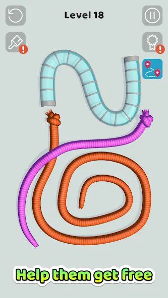Скачать Tangled Snakes на телефон — Безлимитные подсказки и все уровни — скриншот 2