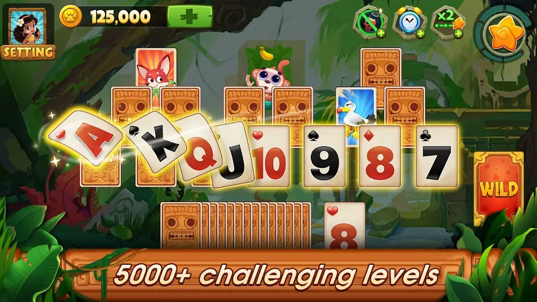 Solitaire Tripeaks: Card Games MOD APK на Android — Безлимитные монеты, подсказки и отмены — скриншот 1