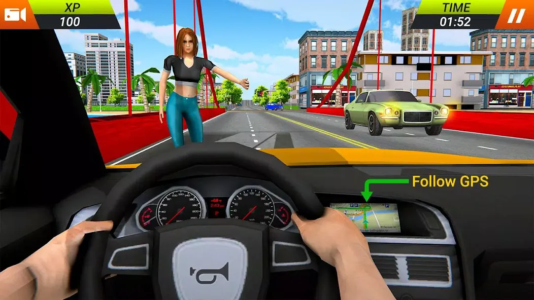 Скачать взломанную Modern Taxi Car Glory Driving — Безлимитные деньги и открыты все машины — скриншот 1