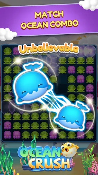 Скачать взлом Ocean Crush-Matching Games на Андроид — Безлимитные ходы и бустеры — скриншот 1