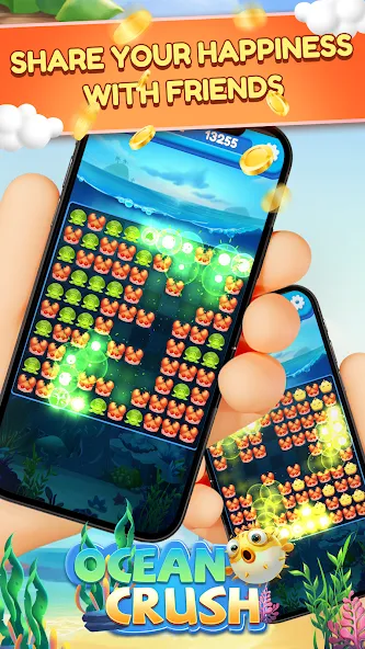 Скачать взлом Ocean Crush-Matching Games на Андроид — Безлимитные ходы и бустеры — скриншот 4