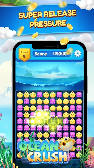Скачать взлом Ocean Crush-Matching Games на Андроид — Безлимитные ходы и бустеры — скриншот 5