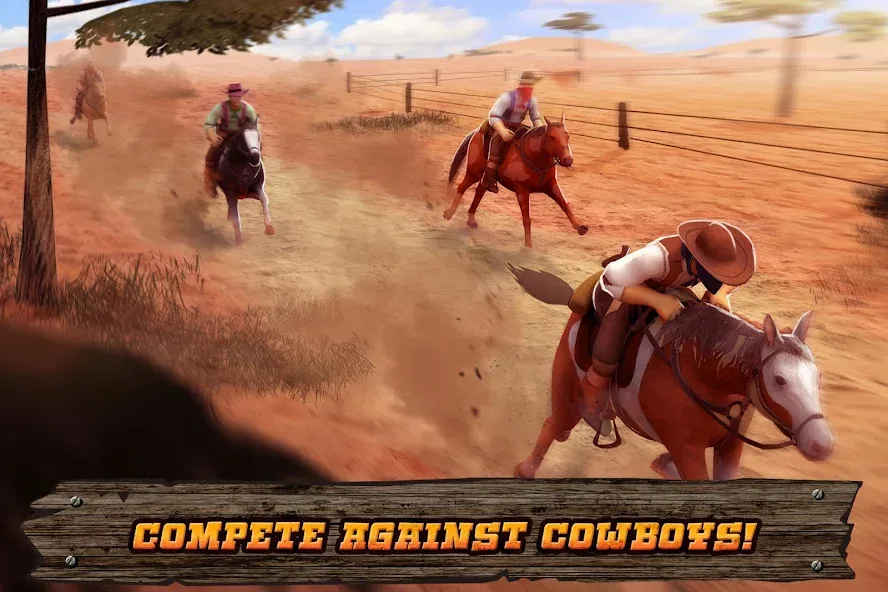 Скачать Cowboys Horse Racing Derby на Андроид — Безлимитные деньги и ускоренная лошадь — скриншот 3