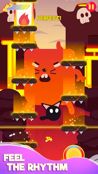 Взломанная Cringe the Cat - Music Game на Андроид — Безлимитные ноты и все уровни — скриншот 2