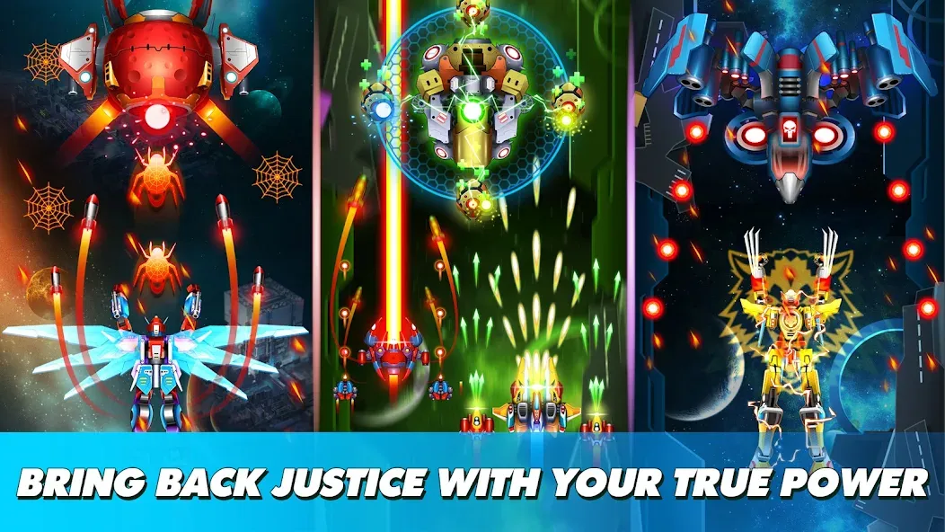 Скачать Thunder Fighter Superhero на телефон — Безлимитные деньги и мощное оружие — скриншот 5