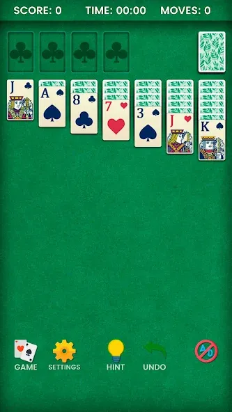 Скачать Klondike Solitaire MOD APK — Безлимитные подсказки и отмены ходов — скриншот 1