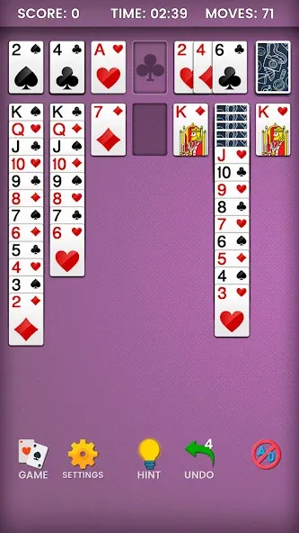 Скачать Klondike Solitaire MOD APK — Безлимитные подсказки и отмены ходов — скриншот 3