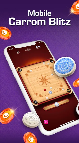 Взломанная Carrom Blitz: Win Rewards на Андроид — Безлимитные награды и монеты — скриншот 1 Взломанная Carrom Blitz: Win Rewards на Андроид — Безлимитные награды и монеты — скриншот 1