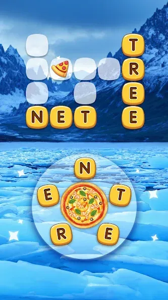 Взломанная Word Pizza - Word Games на Андроид — Безлимитные подсказки и монеты — скриншот 2