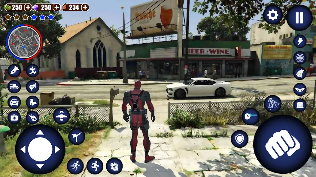 Miami Rope Hero Spider Game — Взломанная версия (Безлимитные деньги и оружие) — скриншот 1 Miami Rope Hero Spider Game — Взломанная версия (Безлимитные деньги и оружие) — скриншот 1