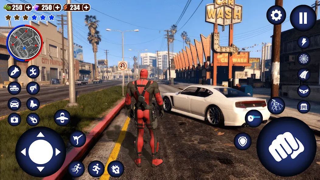 Miami Rope Hero Spider Game — Взломанная версия (Безлимитные деньги и оружие) — скриншот 5 Miami Rope Hero Spider Game — Взломанная версия (Безлимитные деньги и оружие) — скриншот 5