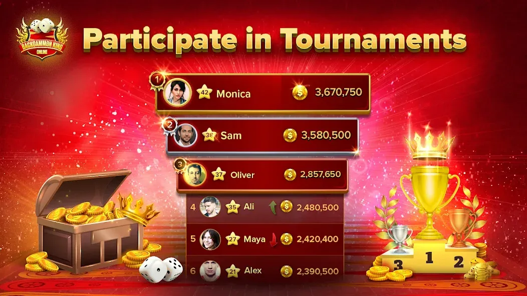 Backgammon King Online — Взломанная версия (Безлимитные монеты и премиум открыт) — скриншот 2