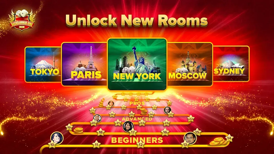 Backgammon King Online — Взломанная версия (Безлимитные монеты и премиум открыт) — скриншот 4