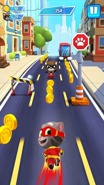 Скачать взлом Talking Tom Hero Dash на Андроид — Безлимитные монеты и все герои — скриншот 1