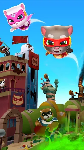 Скачать взлом Talking Tom Hero Dash на Андроид — Безлимитные монеты и все герои — скриншот 5