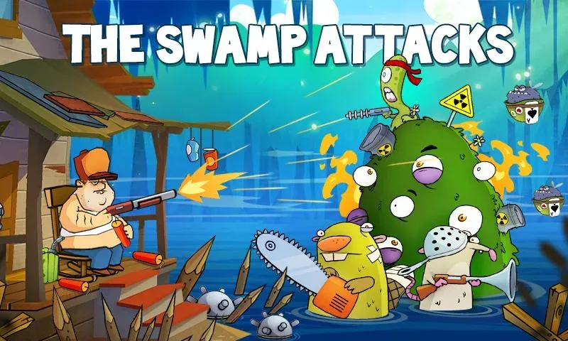 Скачать Swamp Attack (Мод: Безлимитные монеты и усиленное оружие) на Андроид — скриншот 1