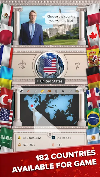 Скачать MA 1 – President Simulator (Мод: Больше ресурсов и быстрый прогресс) на Андроид — скриншот 5