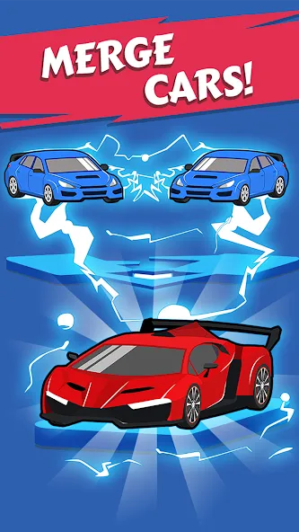 Merge Car - Idle Merge Cars на Андроид — Мод Много денег и все машины — скриншот 2