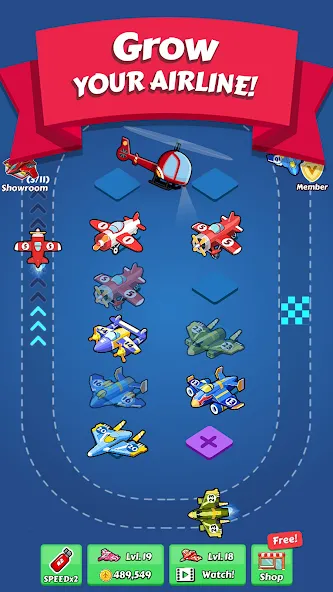 Скачать Merge Planes Idle Plane Game на телефон — Безлимитные деньги и самолеты — скриншот 1