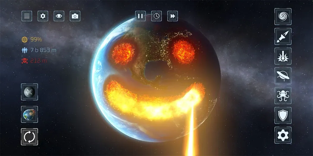 Solar Smash на Андроид — Мод Все планеты и бесконечное оружие — скриншот 1