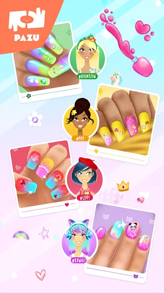 Girls Nail Salon - Kids Games (Мод Все салоны и украшения открыты) — скриншот 5