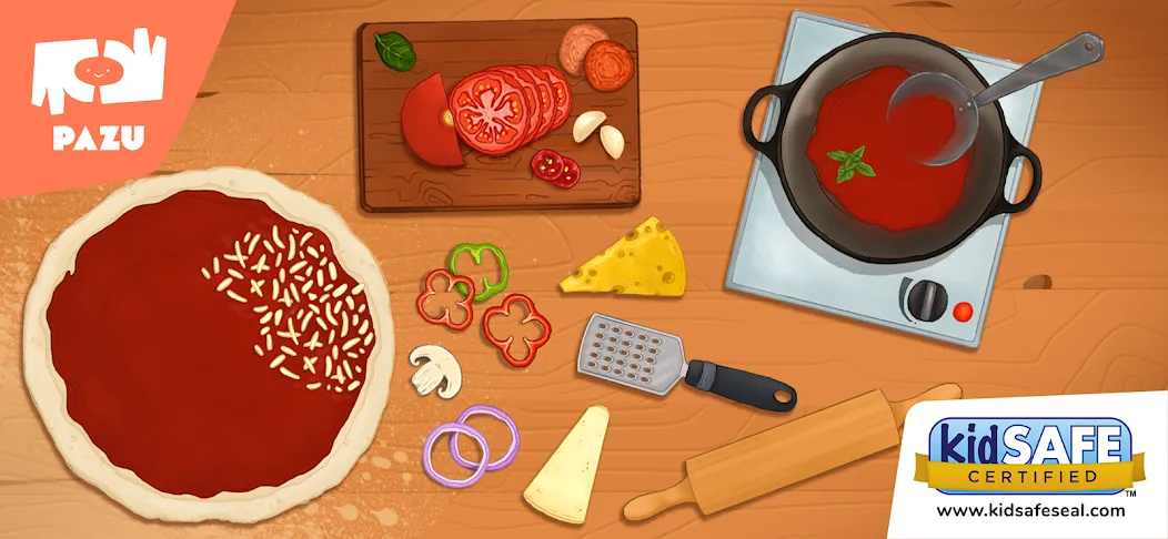 Pizza maker cooking games MOD APK на Android — Безлимитные деньги и все ингредиенты — скриншот 1