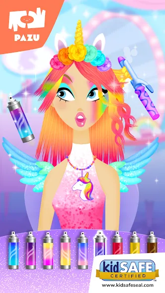Girls Hair Salon Unicorn MOD APK на Android — Разблокированы все прически и аксессуары — скриншот 1