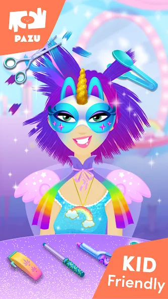 Girls Hair Salon Unicorn MOD APK на Android — Разблокированы все прически и аксессуары — скриншот 3