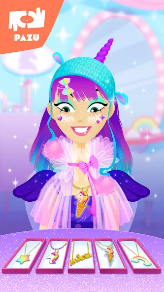 Girls Hair Salon Unicorn MOD APK на Android — Разблокированы все прически и аксессуары — скриншот 4