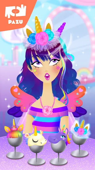 Girls Hair Salon Unicorn MOD APK на Android — Разблокированы все прически и аксессуары — скриншот 5