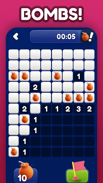 Minesweeper Bomb Mines Game MOD — Без рекламы и бесконечные подсказки на Андроид — скриншот 3