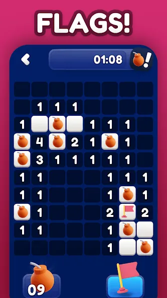 Minesweeper Bomb Mines Game MOD — Без рекламы и бесконечные подсказки на Андроид — скриншот 4