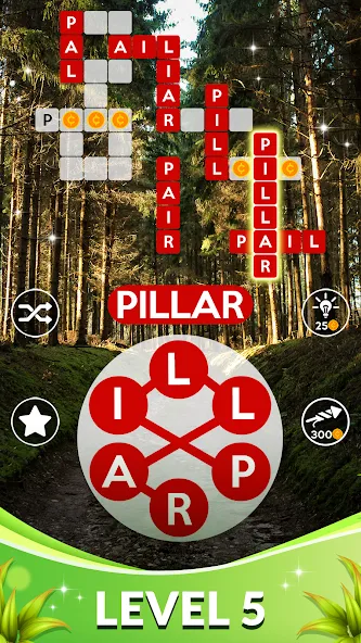 Скачать взлом Wordscapes на Андроид — Безлимитные подсказки и открыты все уровни — скриншот 5 Скачать взлом Wordscapes на Андроид — Безлимитные подсказки и открыты все уровни — скриншот 5