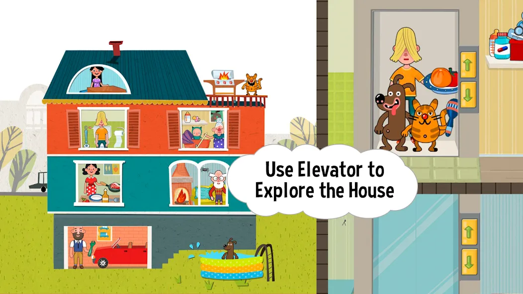 Скачать взломанную Pepi House: Happy Family — Открыты все комнаты и персонажи — скриншот 1