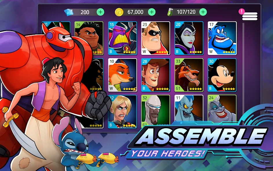 Взломанная Disney Heroes: Battle Mode на Андроид — Безлимитные ресурсы и усиленные герои — скриншот 3