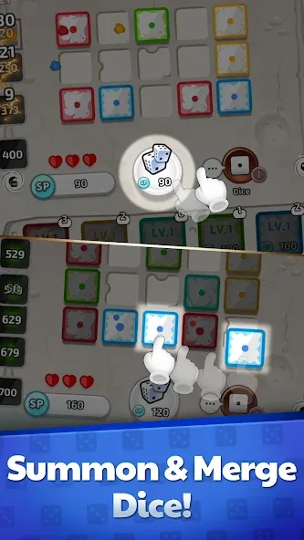 Random Dice Defense : PvP TD — Мод: Безлимитные деньги и все кости открыты — скриншот 1