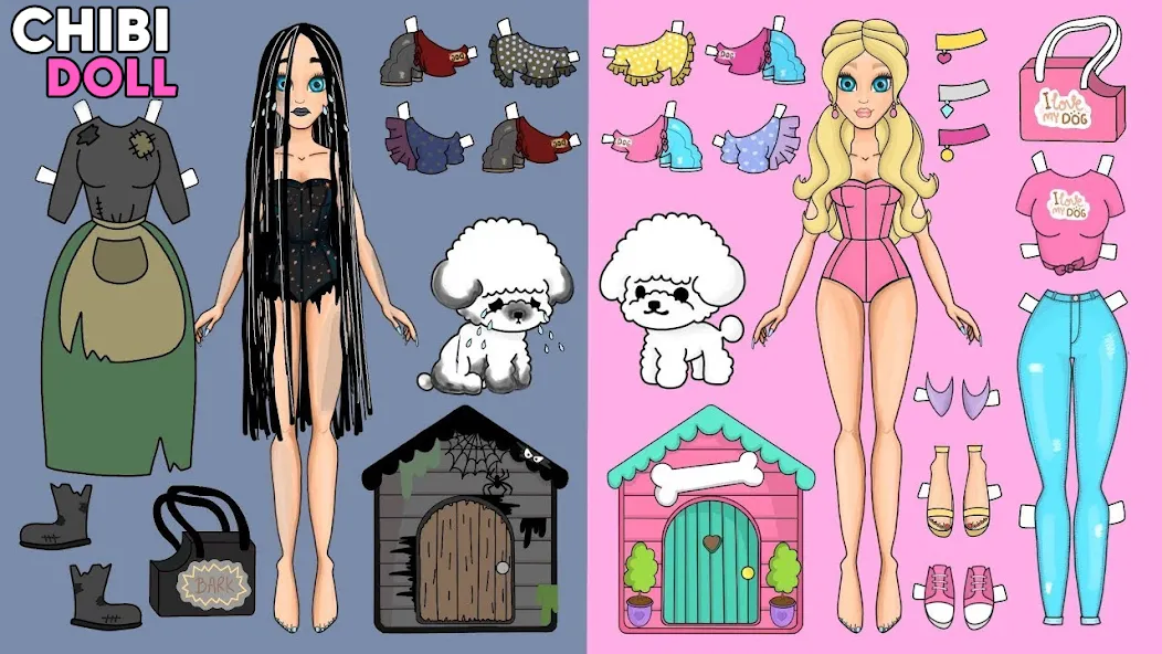 Скачать Chibi Dolls Dress Up Games — Все наряды и аксессуары открыты — скриншот 1