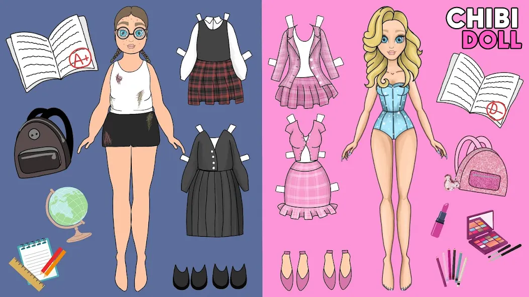 Скачать Chibi Dolls Dress Up Games — Все наряды и аксессуары открыты — скриншот 4