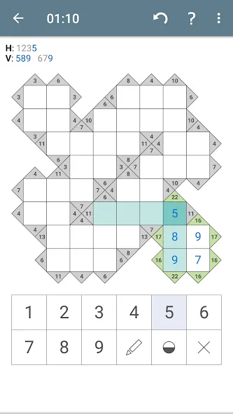 Скачать взлом Kakuro (Cross Sums] на Андроид — Подсказки и все уровни открыты — скриншот 1