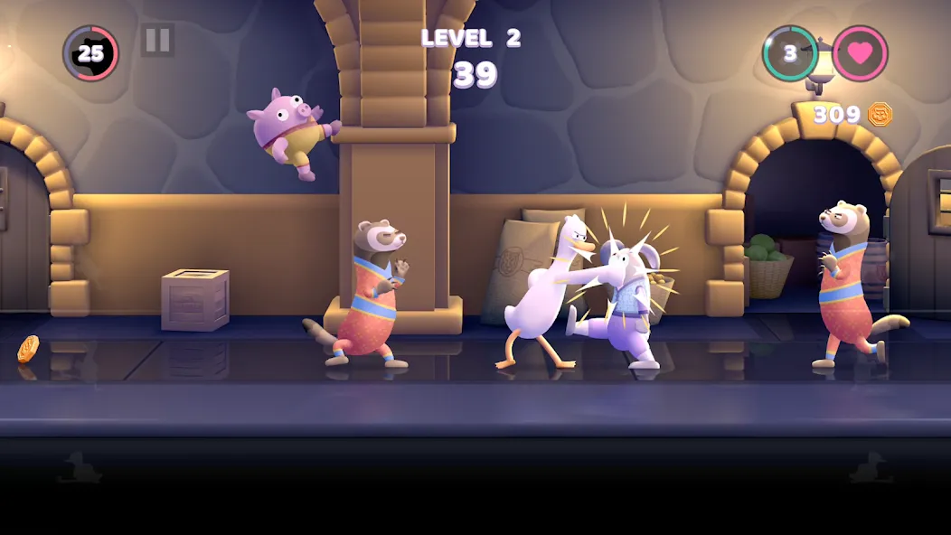 Punch Kick Duck на Андроид — Мод Безлимитные деньги и открыты все уровни — скриншот 2